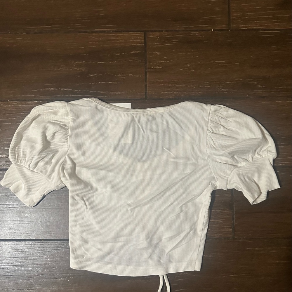 Chic Cream Ruched Crop Top - Picture 3 of 5